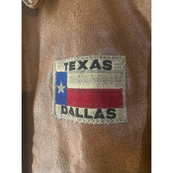 Fingerhut Vintage Military Patch Brown Leather Jacket - Picture 3 of 7